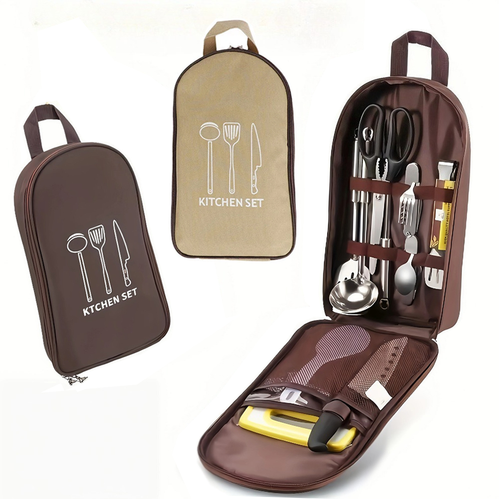 Camping Cooking Recipes - Tragbare Outdoor-Kochtasche, Camping-Aufbewahrungstasche, tragbare Reise-Utensilientasche, Picknicktasche,