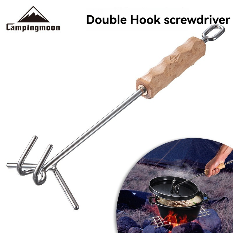 Camp Dutch Oven Cast - MS-34 Outdoor-Camping-Schraubendreher aus Edelstahl mit Doppelhaken