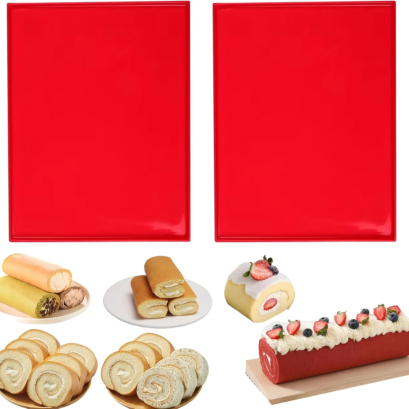 Camping Cooking Mat - 2 Silikon-Backmatten für Biskuitrollen - Antihaftbeschichtet