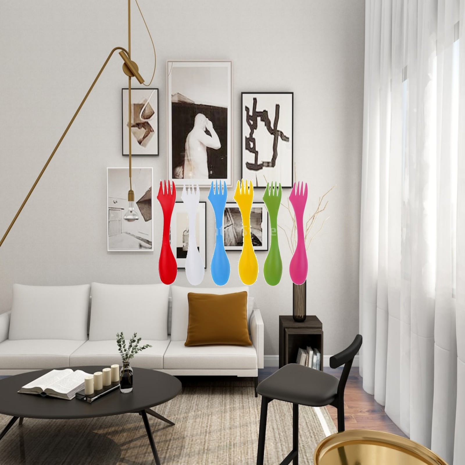 Camp Spork Set - Mehrzweck-Campingbesteck-Set aus Kunststoff, Gabel-Löffel-Besteck, Kochutensilien für