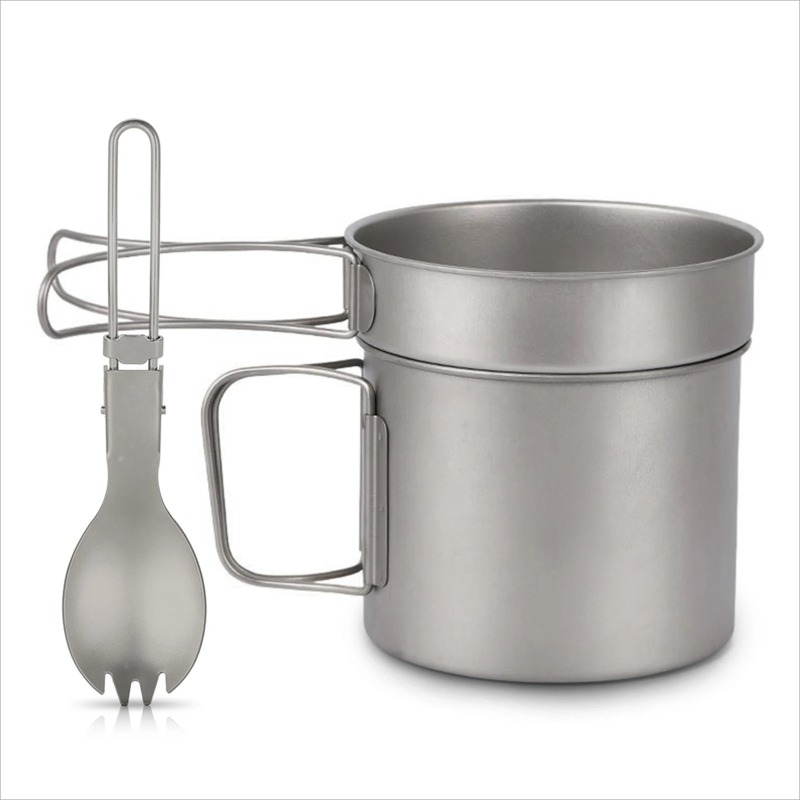 Camp Spork Set - Lixada Ultraleichtes Titan-Kochset für Outdoor-Camping, Kochgeschirr-Set