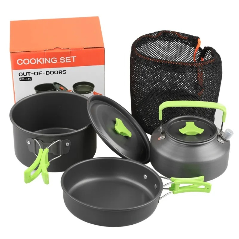 Camping Cooking Set With Bag - Camping-Kochset, Outdoor-Küchenausrüstung, Tragbares Aluminium-Geschirr, Töpfe, Schüsseln,