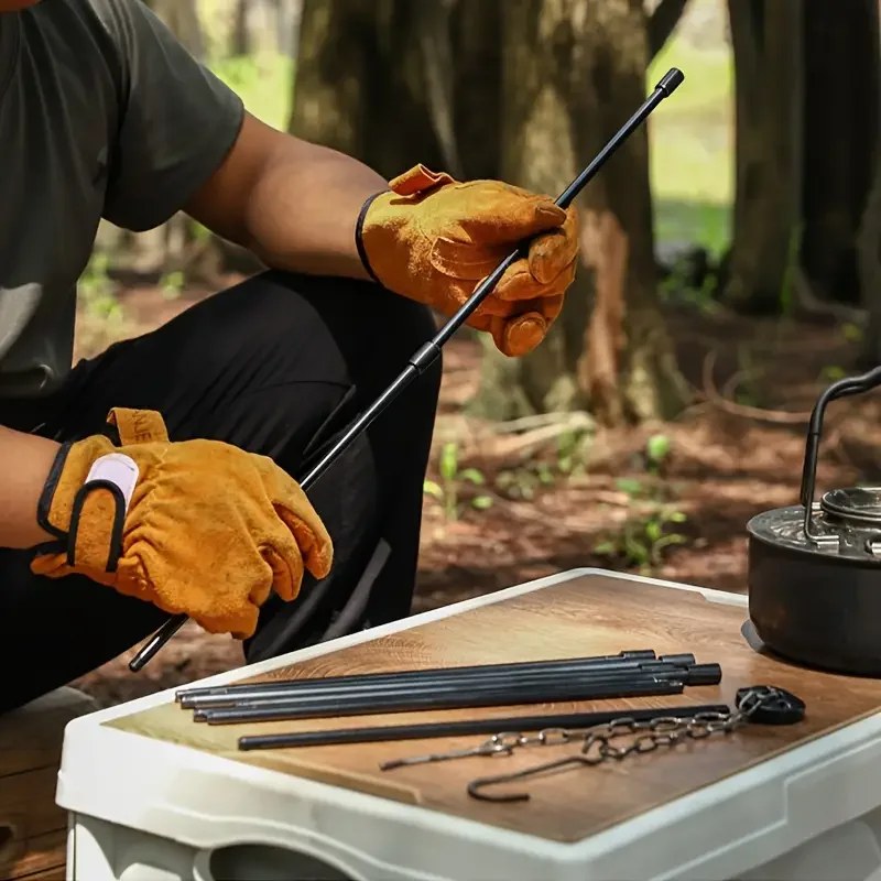 Camping Cooking Rack - Großer Outdoor-Feuerständer, tragbarer Camping-Feuerständer, Dreieckiger Hängebügel