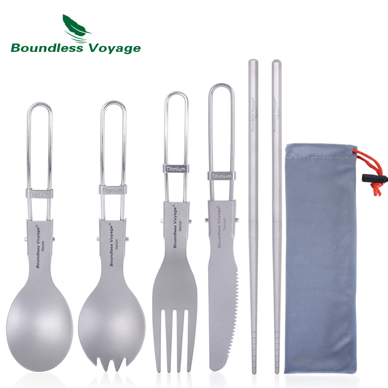 Camp Spork Set - Boundless Voyage Titan Campingbesteck Klapplöffel Spork