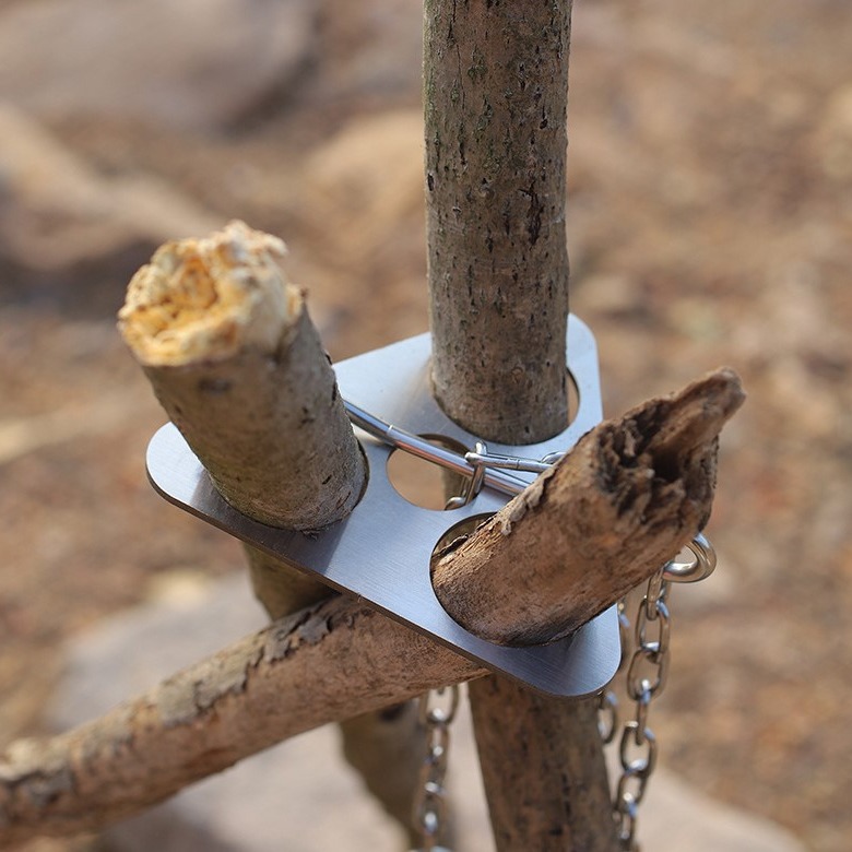 Camping Cooking Rack - Edelstahl-Camping-Stativ, tragbar, abnehmbar, zum Aufhängen von