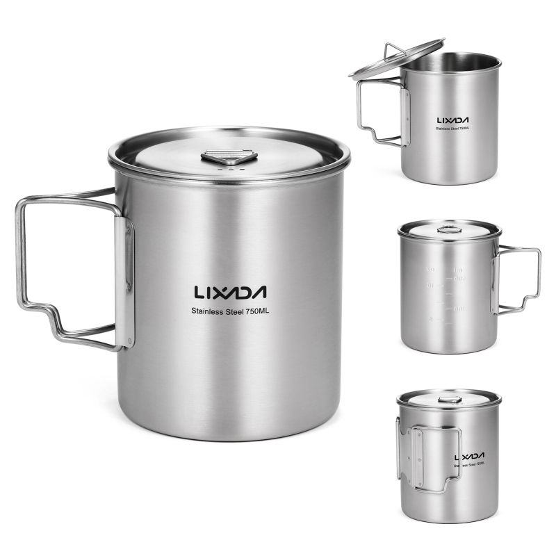 Camping Cooking Set With Bag - Lixada 750ml Tasse Outdoor Edelstahl Wasser