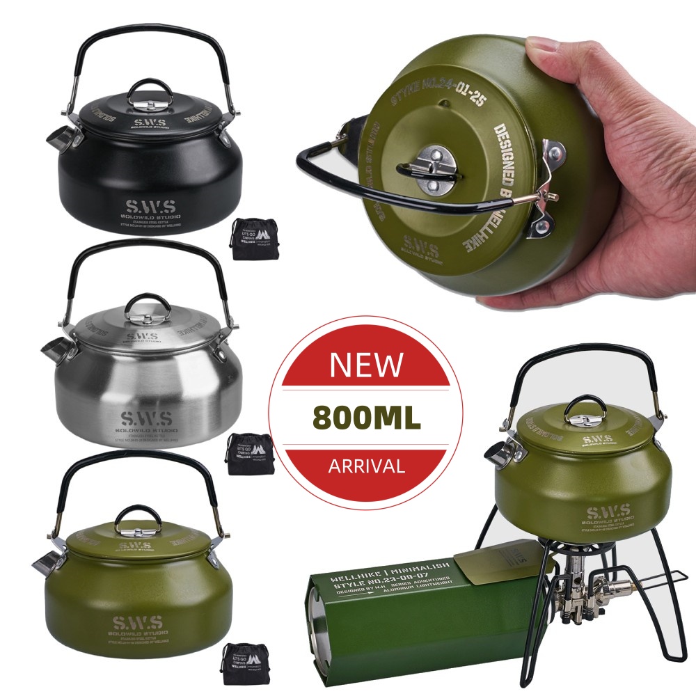 Camping Cooking Set Lightweight - 0,8 l Outdoor-Camping-Wasserkocher mit Griff, Wasserkocher,
