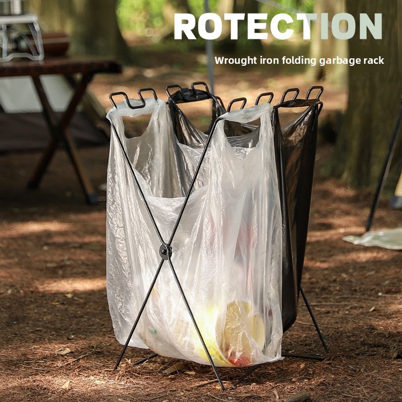 Camping Cooking Rack - Tragbarer Faltbarer Müllbeutelhalter, Outdoor-Plastiktütenständer für Camping,