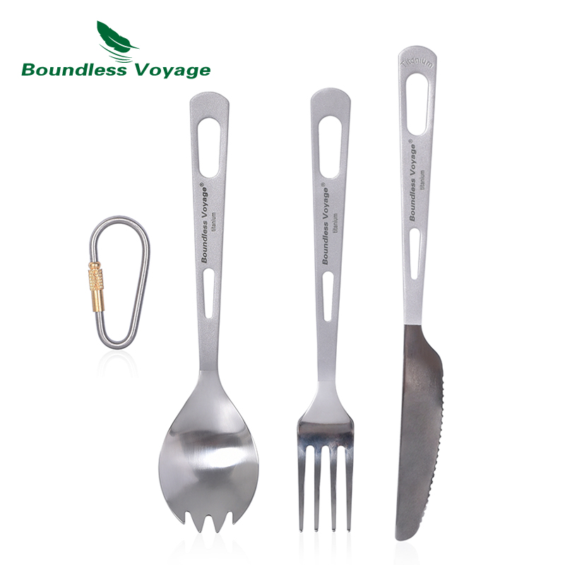 Camp Spork Set - Grenzenlose Voyage Außen Titan Messer Gabel