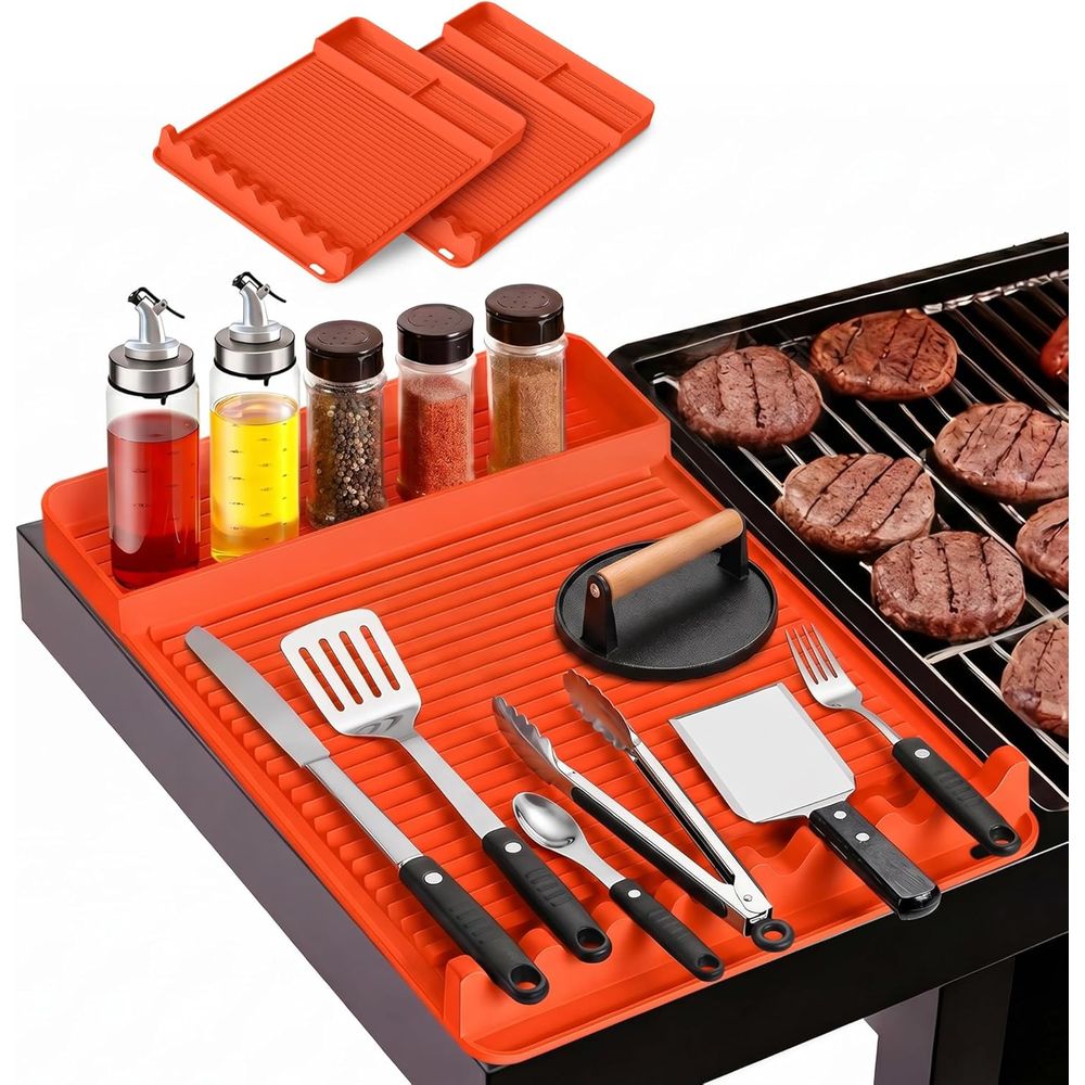 Camping Cooking Area - Hitzebeständige Silikon-Grillmatte - 16x11,5'' Rutschfeste BBQ-Unterlage,