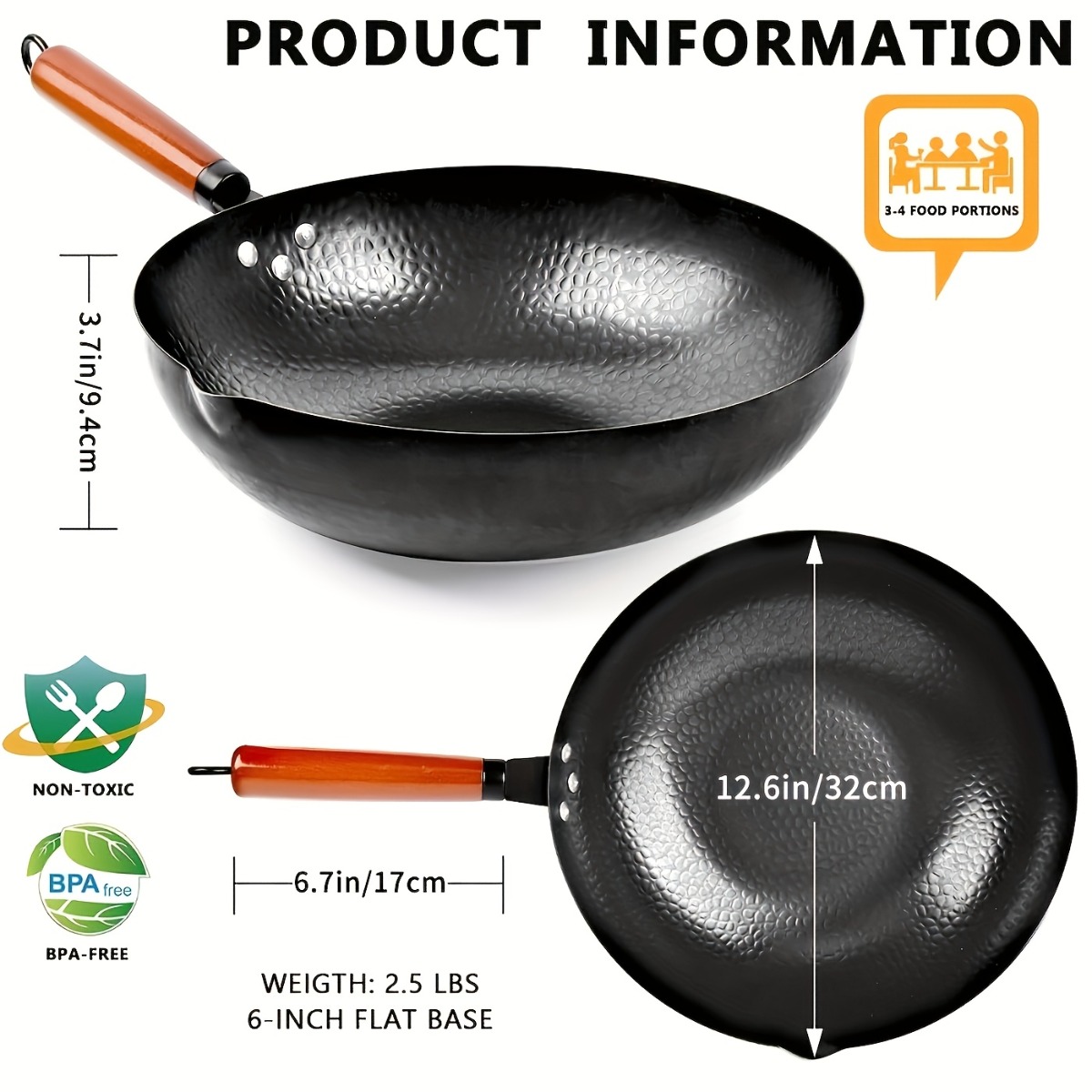 12,6 Zoll Gusseisen-Wok-Set, a – Camping Cooking Vegetables Bewertung und Preis