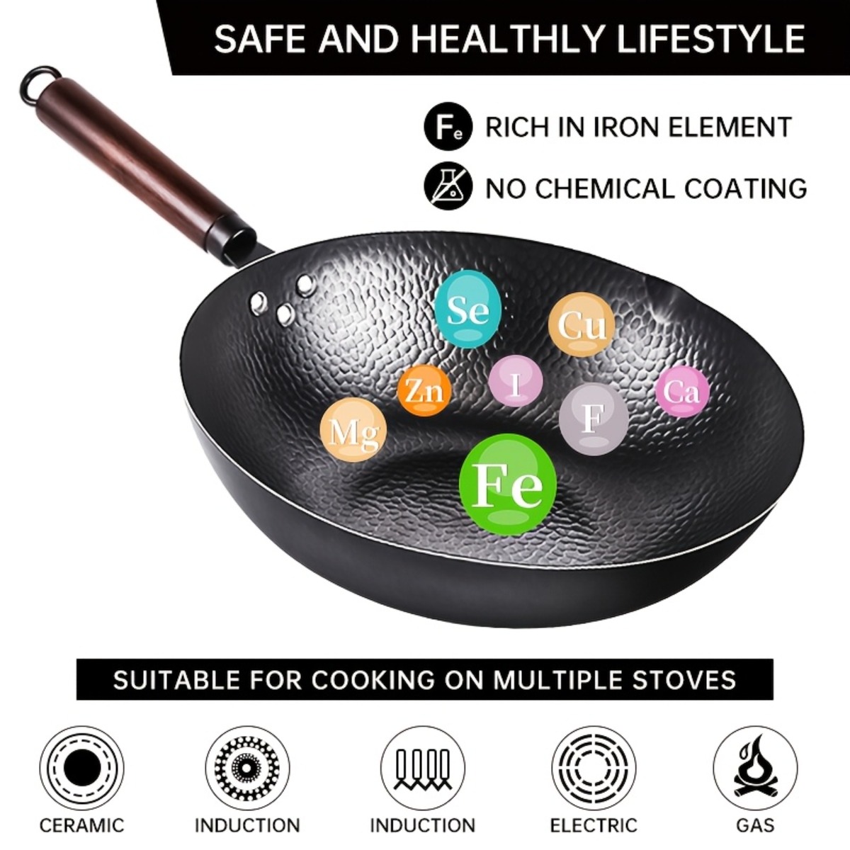 12,6 Zoll Gusseisen-Wok-Set, a – Camping Cooking Vegetables Bewertung und Preis