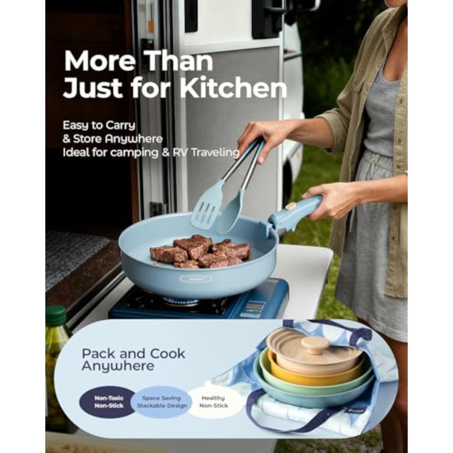 Keramik-Kochgeschirr-Set, Töpf – Camping Cooking Set Detachable Handle Bewertung und Preis