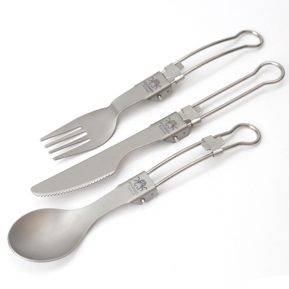 Halbpoliertes Titan-Klapp-Göff – Camp Spork Set Bewertung und Preis