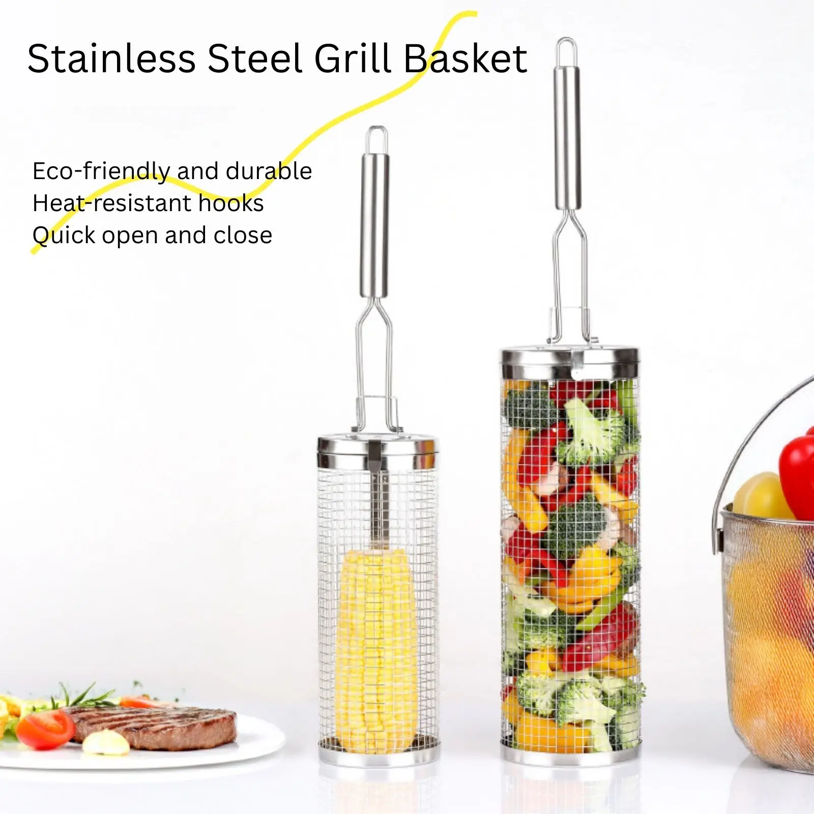 Edelstahl-Rollgrillkorb – unve – Camping Cooking Vegetables Bewertung und Preis