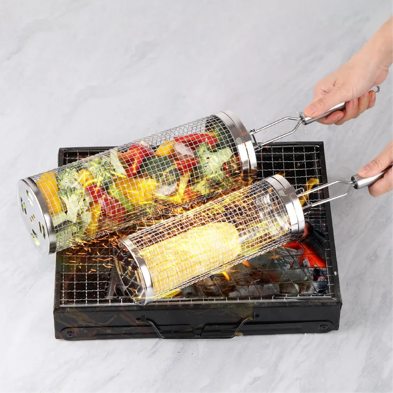 Edelstahl-Rollgrillkorb – unve – Camping Cooking Vegetables Bewertung und Preis