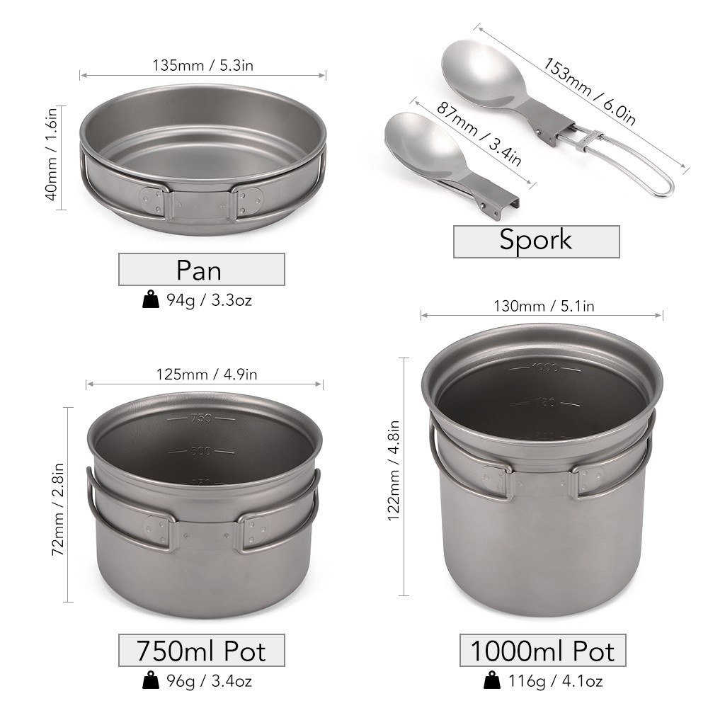 Ultraleichtes 3-teiliges Titan – Camp Spork Set Bewertung und Preis